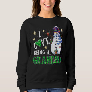 I'm Love Being A Grandma Buffalo Plaid Snowman Chr Sweatshirt