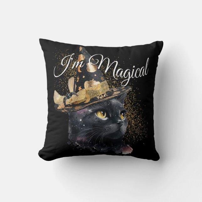 I'm Magical Black Cat Customisable Throw Pillow (Front)