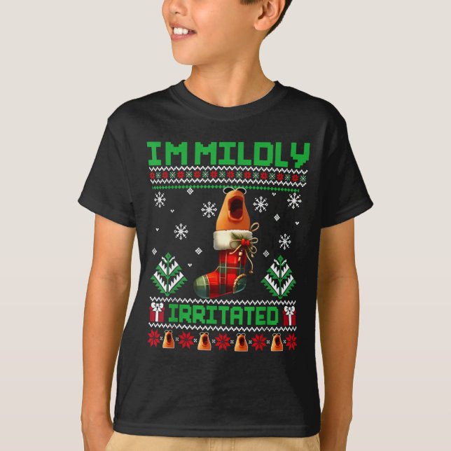 I'm Mildly Irritated Marcus The Worm Christmas Fun T-Shirt (Front)