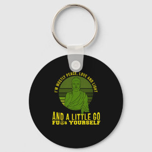 I'm Mostly Peace Love And Light Yoga Buddha Religi Key Ring