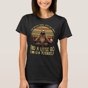 I'm Mostly Peace Love And Light Yoga Sloth Vintag T-Shirt