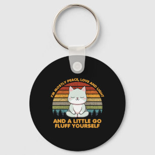 I'm Mostly Peace Love Funny Yoga Cat Pose Key Ring