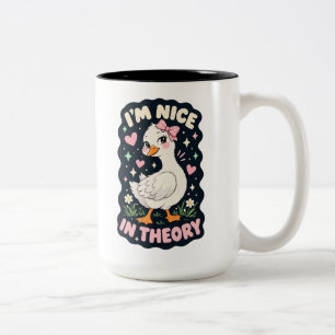 I'm nice in theory goose humour Two-Tone coffee mug