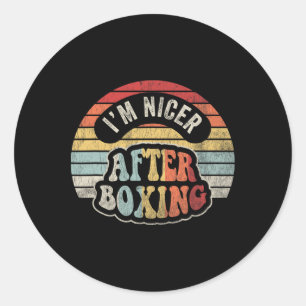 I'm Nicer After Boxing Retro Style  Classic Round Sticker