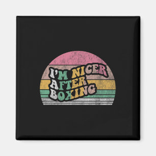 I'm Nicer After Boxing Retro Sunset Magnet