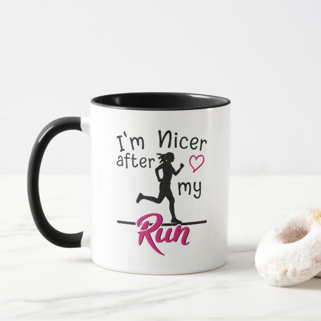 I'm Nicer After My Run Funny Coffee Mug (With Donut)