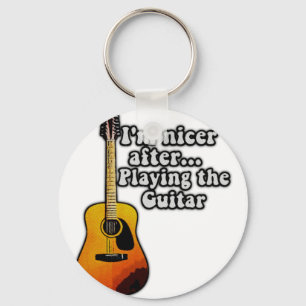 I'm nicer after playing the guitar. vintage colors key ring