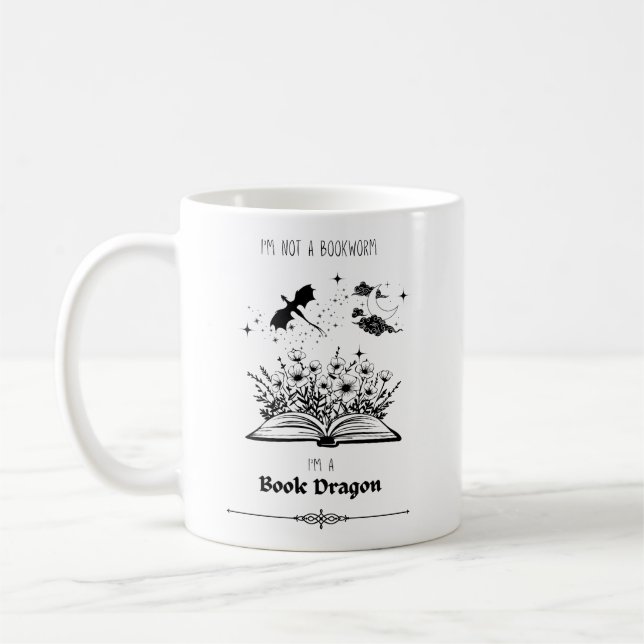 I'm Not a Bookworm I'm a Book Dragon Coffee Mug (Left)