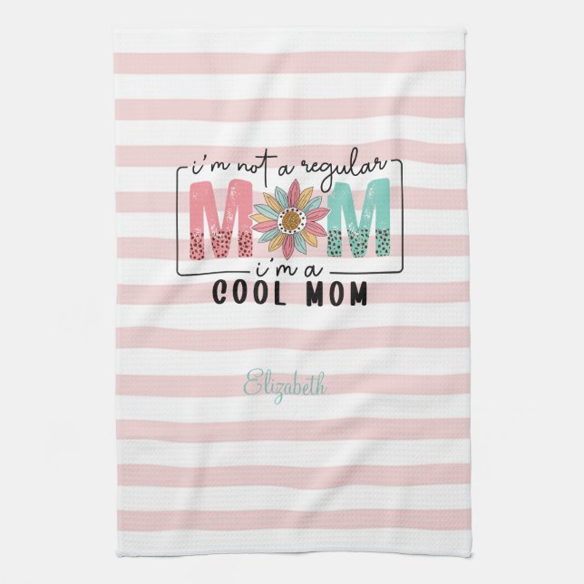 I'm not a regular Mum Pink Stripes  Tea Towel (Vertical)