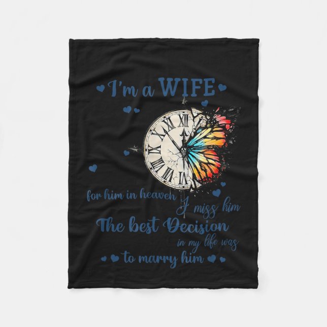 I'm Not A Widow I'm A Wife To A Husband With Wings Fleece Blanket (Front)