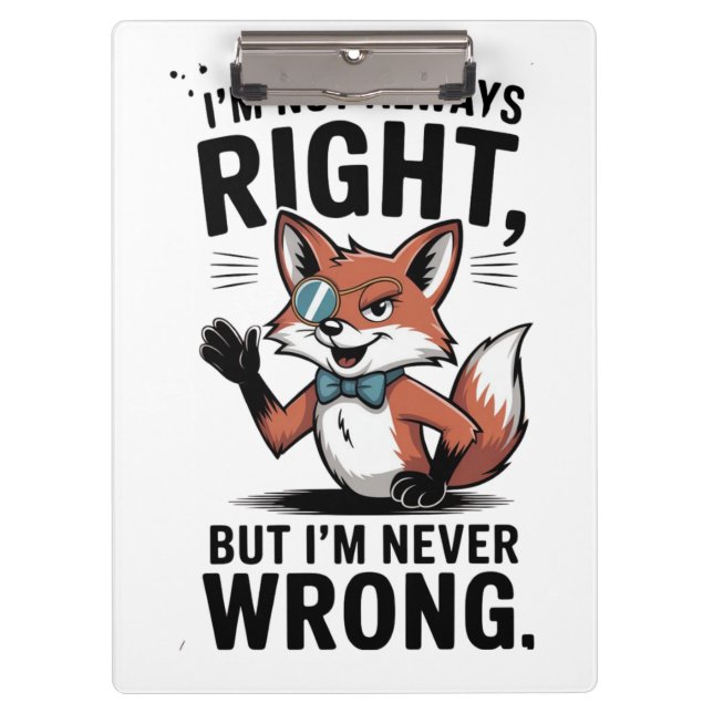 "I'm Not Always Right, But I'm Never Wrong" Clipboard (Front)