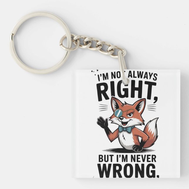 "I'm Not Always Right, But I'm Never Wrong" Key Ring (Front)