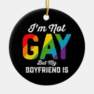 I'm Not Gay But My Boyfriend Is Funny LGBTQ Pride Ceramic Tree Decoration
