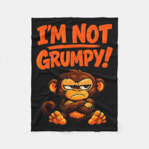 I'm not grumpy funny angry monkey cartoon  fleece blanket