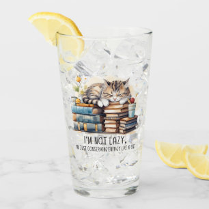 I'm Not Lazy Cute Cat Glass