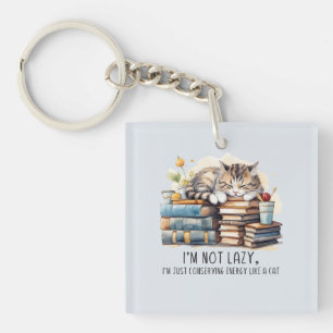 I'm Not Lazy Cute Cat Key Ring