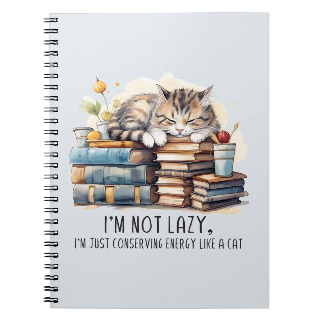 I'm Not Lazy Cute Cat Notebook (Front)