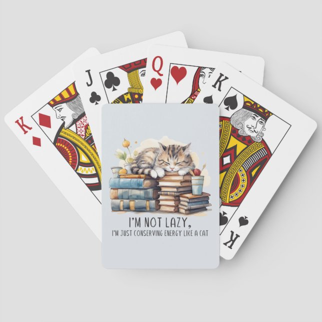 I'm Not Lazy Cute Cat Playing Cards (Back)