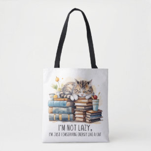 I'm Not Lazy Cute Cat Tote Bag