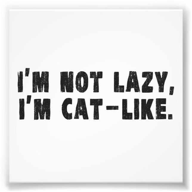 I'm Not Lazy, I'm Cat-Like Photo Print (Front)