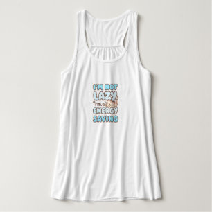 "I'm Not Lazy I'm Energy Saving" Funny Cat Singlet