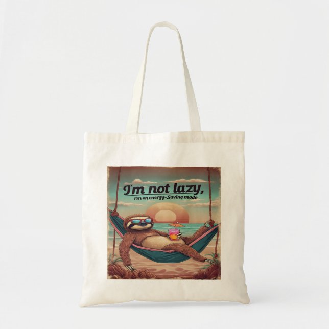 I'm Not Lazy, I'm On Energy Saving Mode Graphic Tote Bag (Front)