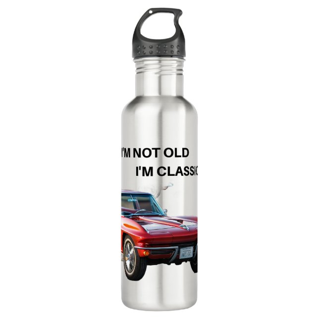 I'M NOT OLD. I'M CLASSIC. CORVETTE WATER BOTTLE (Front)