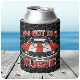 I'm Not Old I'm Classic - Retro Red Muscle Car Can Cooler