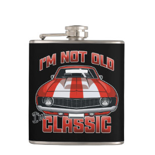 I'm Not Old I'm Classic - Retro Red Muscle Car Hip Flask