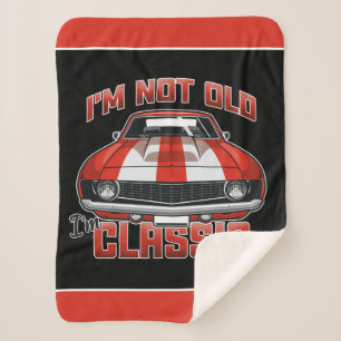 I'm Not Old I'm Classic - Retro Red Muscle Car Sherpa Blanket