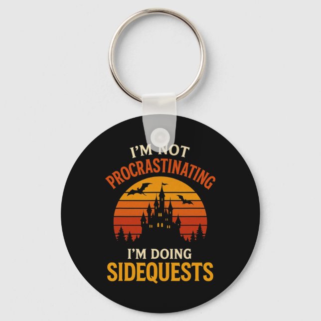I'm Not Procrastinating I'm Doing Side Quests Retr Key Ring (Front)