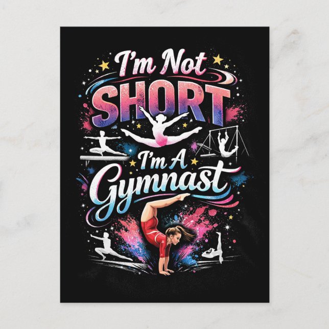 I'm Not Short, I'm A Gymnast Postcard (Front)