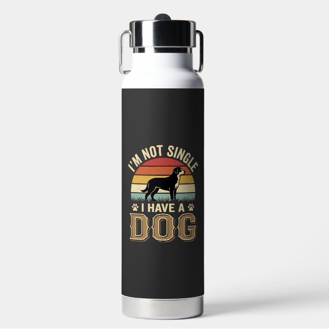 Im Not Single Dog Lover Vintage Water Bottle (Front)