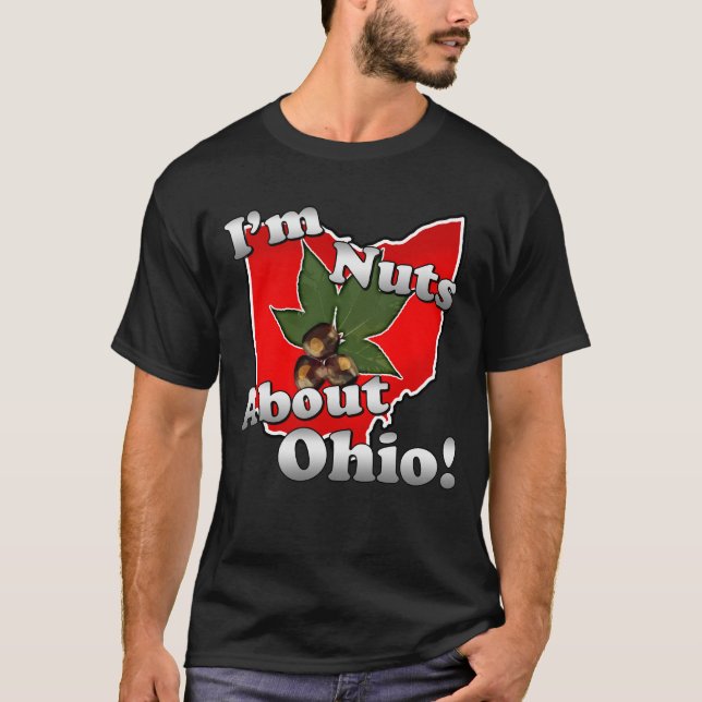 I'm Nuts About Ohio, Funny Red Buckeye Nut T-Shirt (Front)