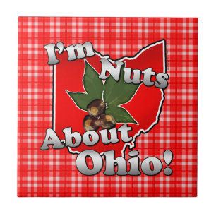 I'm Nuts About Ohio, Funny Red Buckeye Nut Tile