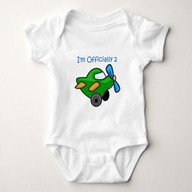 I'm Officially 2, Jet Plane Baby Bodysuit (Front)