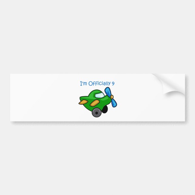 I'm Officially 9, Jet Plane Bumper Sticker (Front)