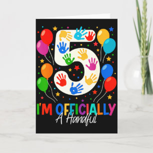 Im Officially A Handful Five 5th Birthday Girls Bo Card