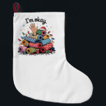 I'm Okay Funny Quilting Christmas Lovers Large Christmas Stocking<br><div class="desc">Im Oky Quilt,  Quilting Humour Christmas,  Quilter Inside Joke,  Festive Sewing Meme,  Crafty Holiday Shirt,  Funny Quilt Block,  OKY Quilt Lover,  Cosy Christmas Craft,  Quilting Community Gift,  Holiday Maker Humour</div>