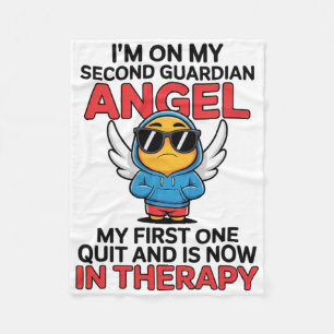 I'm On My Second Guardian Angel Funny Therapy Ment Fleece Blanket