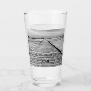 I'm on my way to the beach black and white photo glass