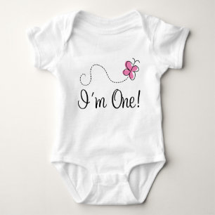 I'm One 1st Birthday Girls Butterfly T-shirt Baby Bodysuit
