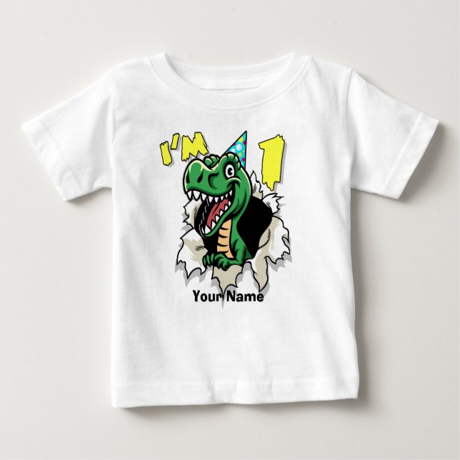 I'm One Dinosaur Rip Baby T-Shirt (Front)