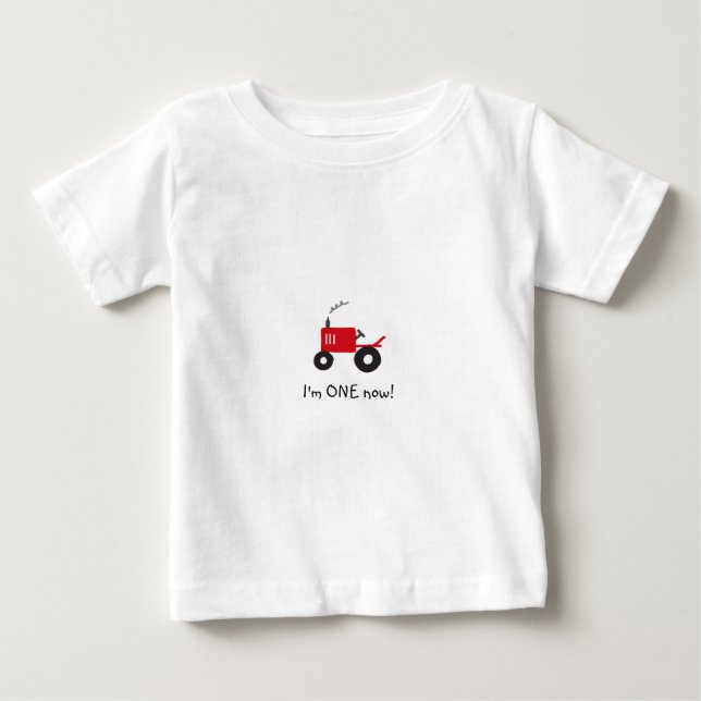 "I'm ONE now!" Baby Tractor T-Shirt (Front)