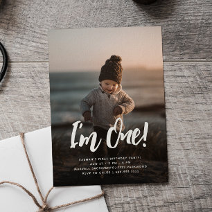 I'm One!   Photo Overlay 1st Birthday Invitation