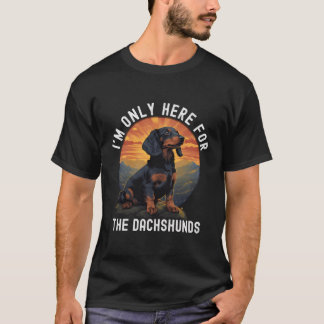 I'M Only Here For The Dachshunds Pet Lover Retro V T-Shirt