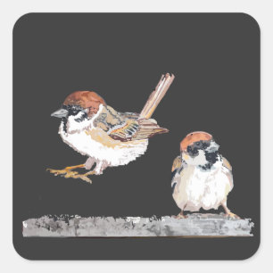 I'm Outta Here Fun Sparrow Humour Cute Bird Square Sticker