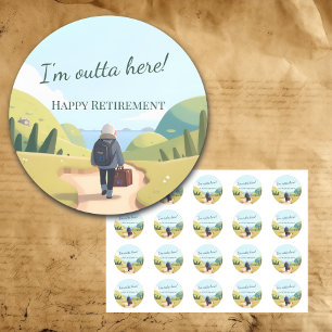I'm Outta Here Retirement Party Retro Classic Round Sticker