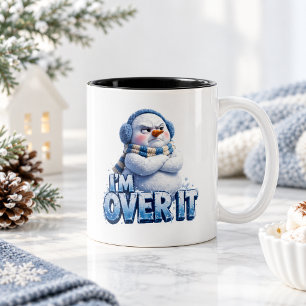 I'm Over It Funny Grumpy Penguin Winter Two-Tone Coffee Mug