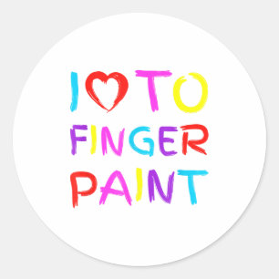 Im Paint, I Love To Finger Paint, Funny Couple Val Classic Round Sticker